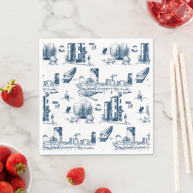Boston Toile Navy and White Napkin (Insitu)