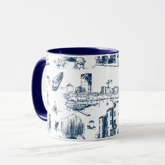 Boston Toile Navy Mug