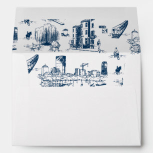 Boston Toile Navy Personalized Envelope