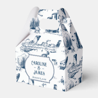 Boston Toile Navy Personalized Favour Box