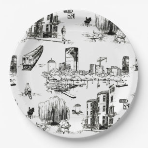 Boston Toile Paper Plate
