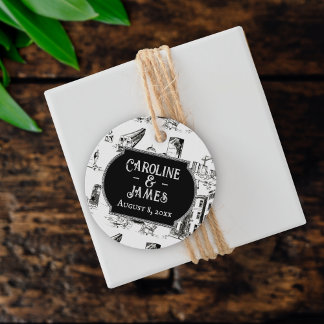 Boston Toile Personalized Wedding Favour Tag