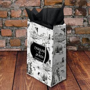 Boston Toile Personalized Wedding Gift Bag