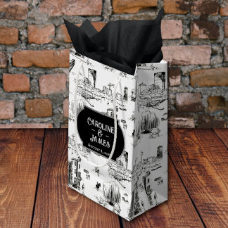 Boston Toile Personalized Wedding Gift Bag
