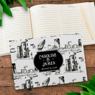 Boston Toile Personalized Wedding Guest Book