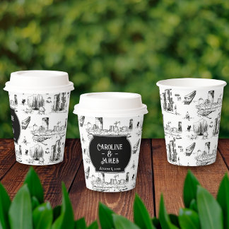 Boston Toile Personalized Wedding Paper Cup