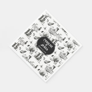 Boston Toile Personalized Wedding Paper Napkins