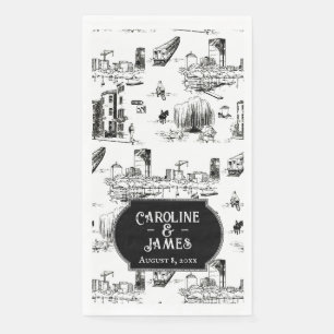 Boston Toile Personalized Wedding Paper Towels Napkin
