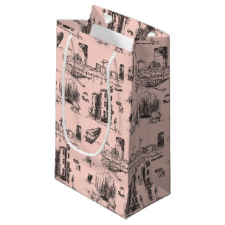 Boston Toile Pink and Black Small Gift Bag
