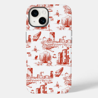 Boston Toile Red and White Phone Case