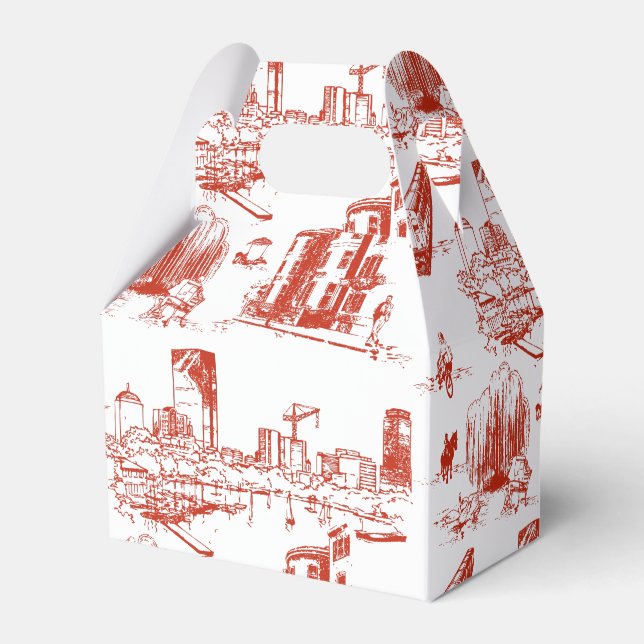Boston Toile Red Favor Box (Front Side)