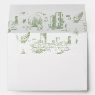 Boston Toile Sage Green Personalized Envelope