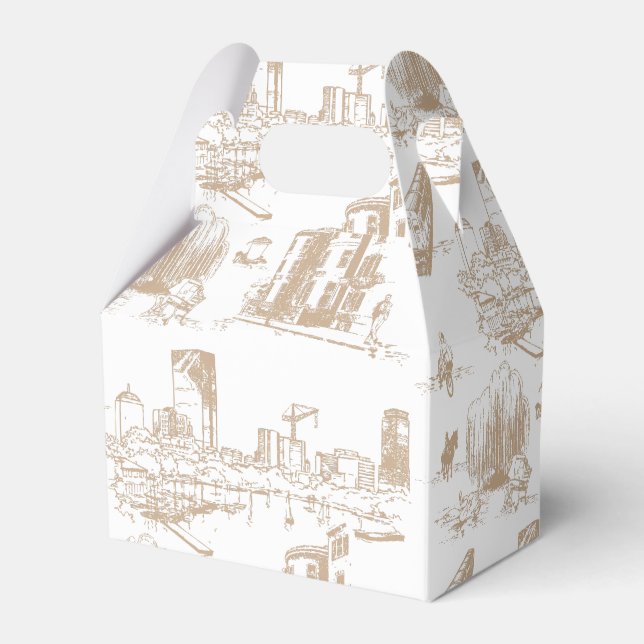 Boston Toile Tan and White Favor Box (Front Side)