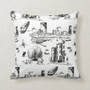 Boston Toile Throw Pillow