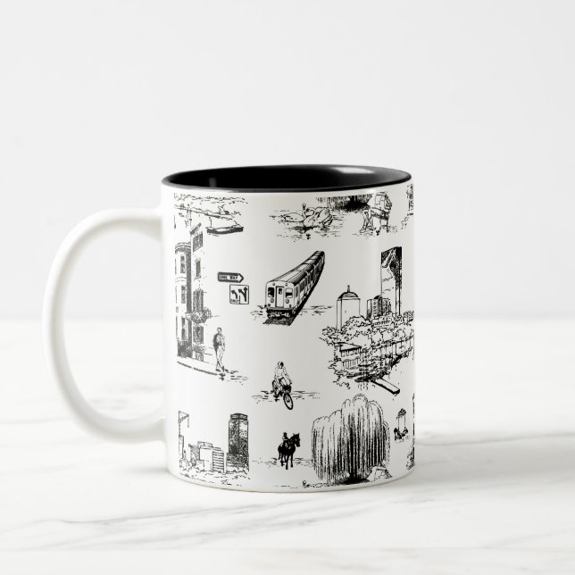 Boston Toile Two-Tone Coffee Mug (Left)