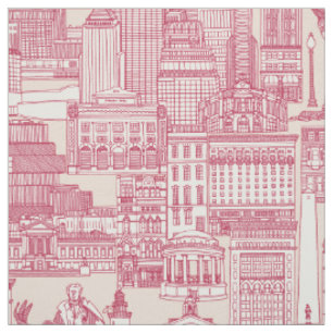 Boston toile viva magenta peach dust fabric