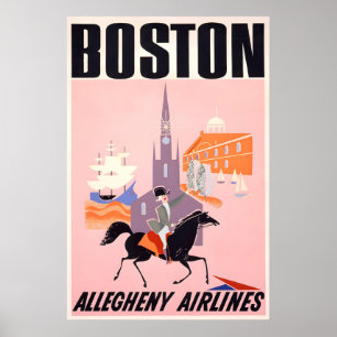 Boston Travel Poster - Allegheny Airlines