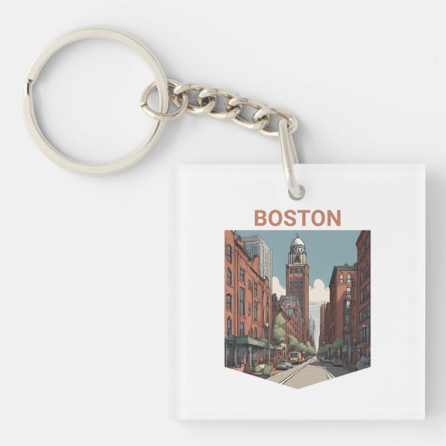 Boston Traveller A Delightful Gift Idea Keychain (Front)