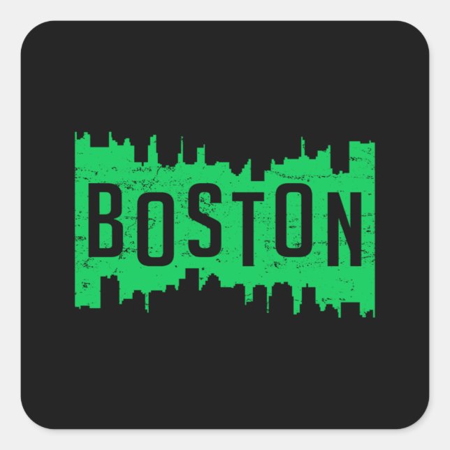 Boston USA City Cityscape Skyline Funny Gift Idea Square Sticker (Front)