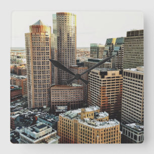 Boston view square wall clock