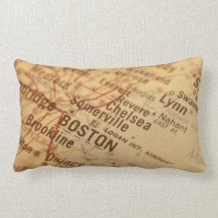Boston Vintage Map Lumbar Pillow