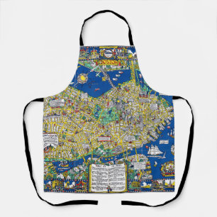 Boston vintage old city map USA america geography  Apron