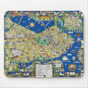 Boston vintage old city map USA america geography Mouse Pad