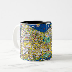 Boston vintage old city map USA america geography Two-Tone Coffee Mug
