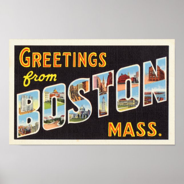 Boston Vintage Travel Postcard Restored Poster (Front)