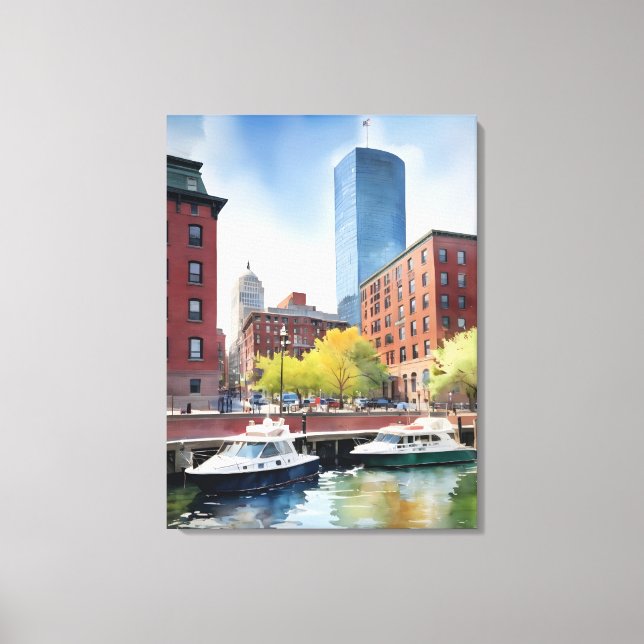 Boston watercolor art canvas print (Front)