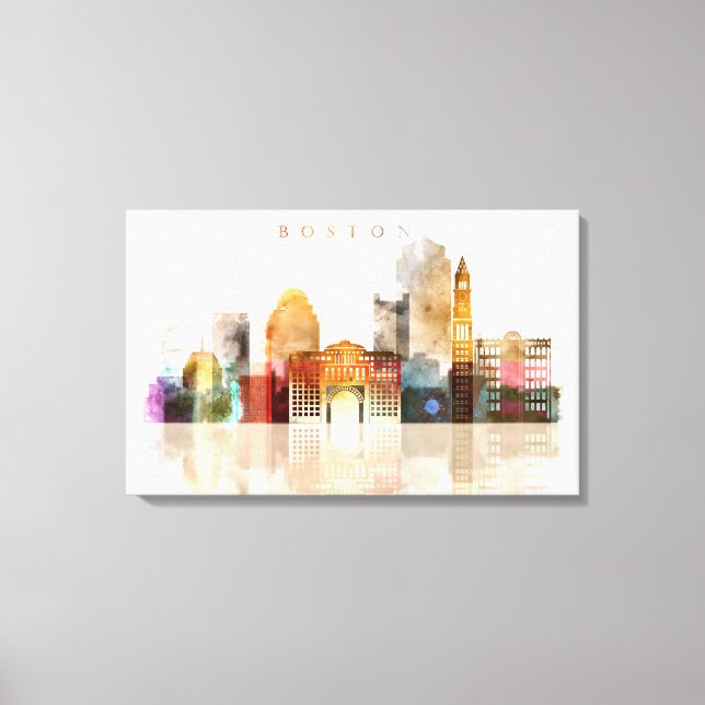 Boston Watercolor skyline art Canvas Print (Front)