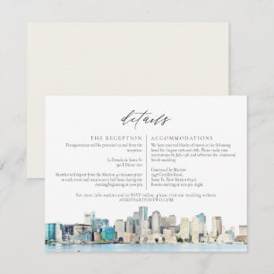 BOSTON Watercolor Skyline Travel Details Card