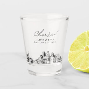 Boston Wedding Favour Personalized Cheers Shot Glass