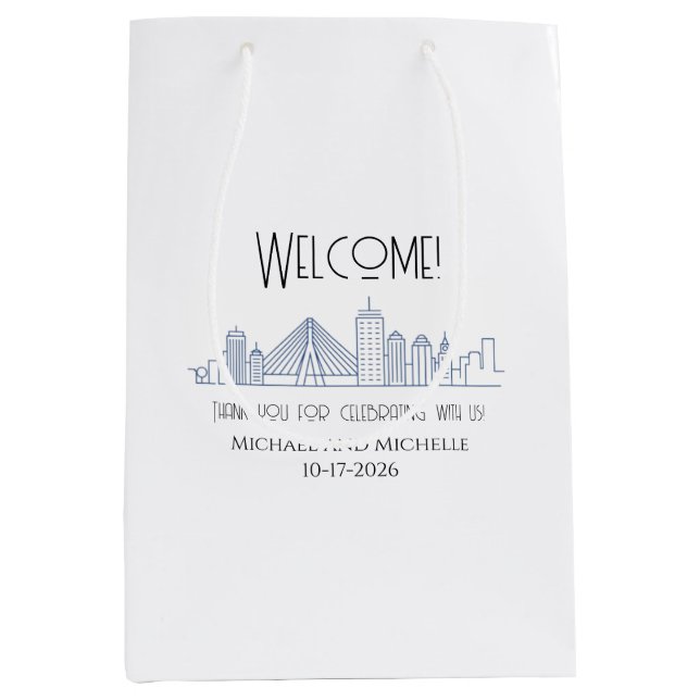 Boston  Wedding personalized Welcome bag  (Front)