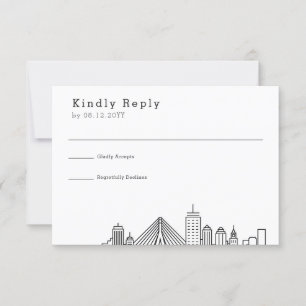 Boston Wedding   Stylized Skyline RSVP Card
