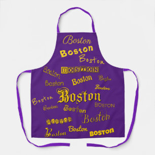Boston Yellow Fonts Apron