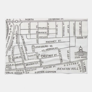 Boston's Beacon Hill Map  Kitchen Towel