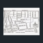 Boston's Beacon Hill Map Postcard<br><div class="desc">A vintage postcard of Boston's Beacon Hill Streets!</div>