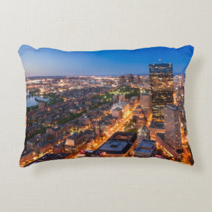 Boston's skyline at dusk decorative pillow
