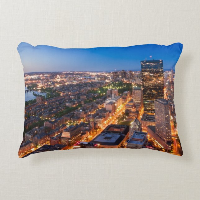Boston's skyline at dusk decorative pillow (Front)
