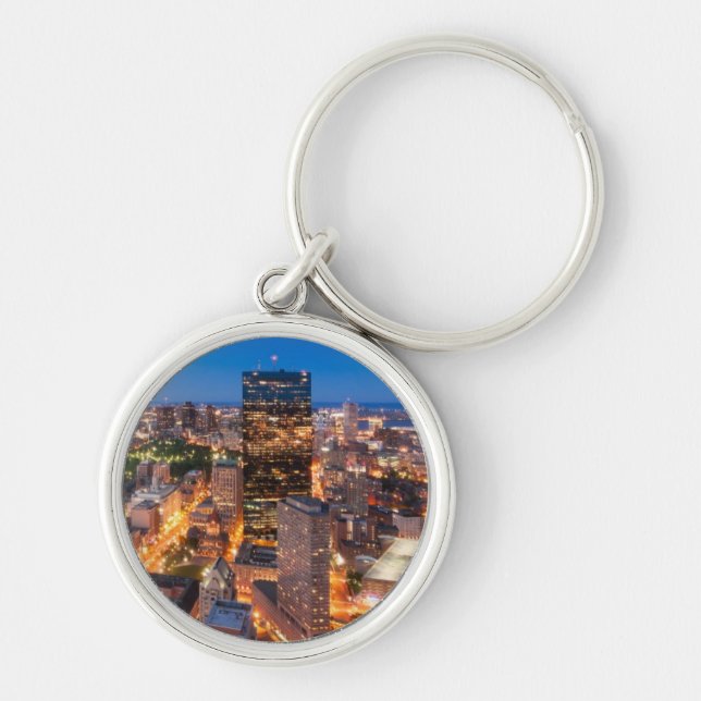Boston's skyline at dusk keychain (Front)