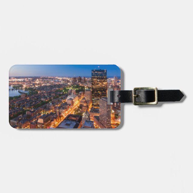 Boston's skyline at dusk luggage tag (Front Horizontal)