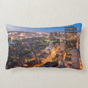 Boston's skyline at dusk lumbar pillow