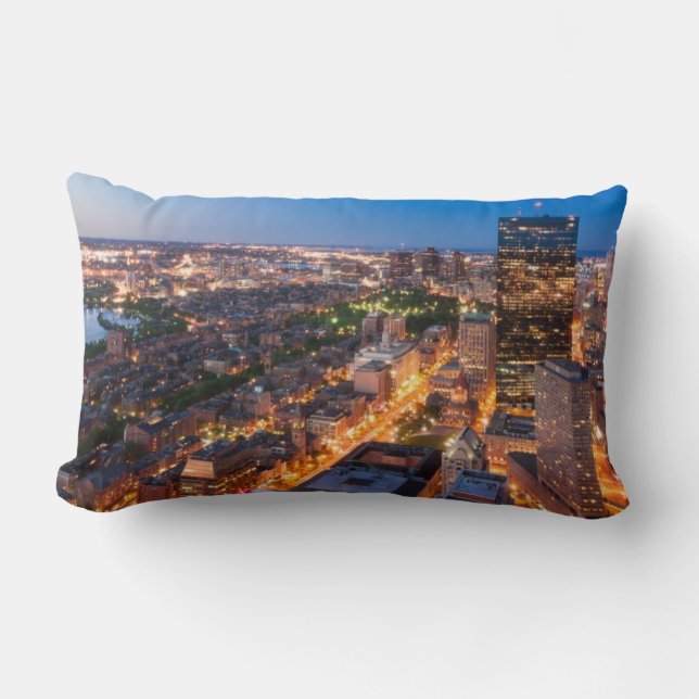 Boston's skyline at dusk lumbar pillow (Front)