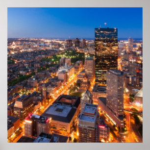 Boston's skyline at dusk poster