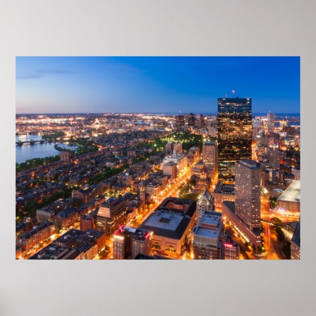 Boston's skyline at dusk poster (Front)
