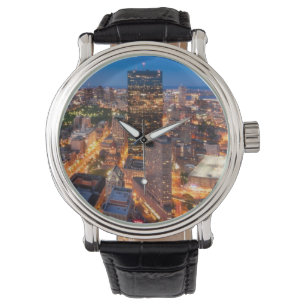Boston's skyline at dusk watch