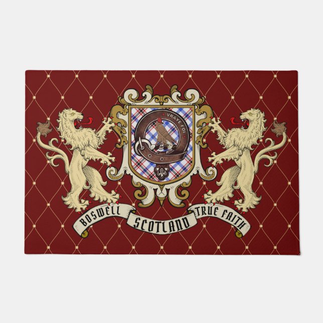 Boswell Clan Badge & Tartan Doormat (Front)