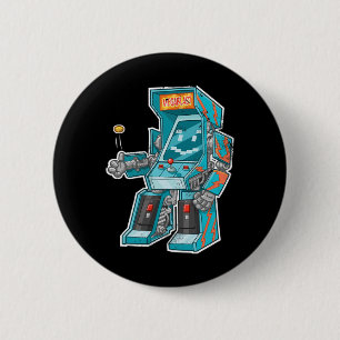 Bot- Video Game Cabinet With Joystick In Disguise 2 Inch Round Button