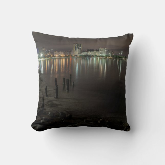 Botafogo Bay Night Throw Pillow (Front)
